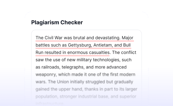 Plagiarism checker interface